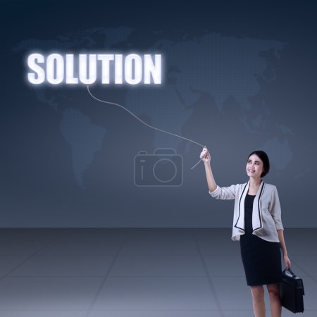 Businesswoman with solution