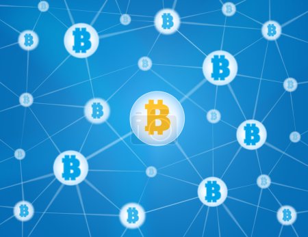 Bitcoin network blue background