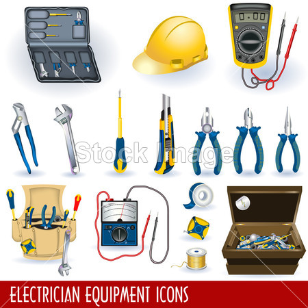 Electrician equipment icons