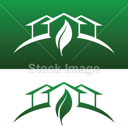 Green House Concept Icons Both Solid and Reversed
