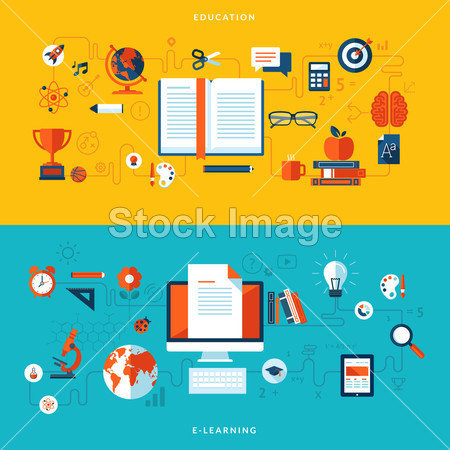 Flat design vector illustration concepts of education and online learning