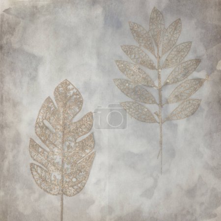 Copy space. Copy space. Card design. textured old paper background with decorative christmas branch
