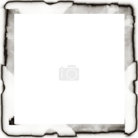 Old grunge watercolor texture black and white wall frame with empty space in the middle for Image or text.  