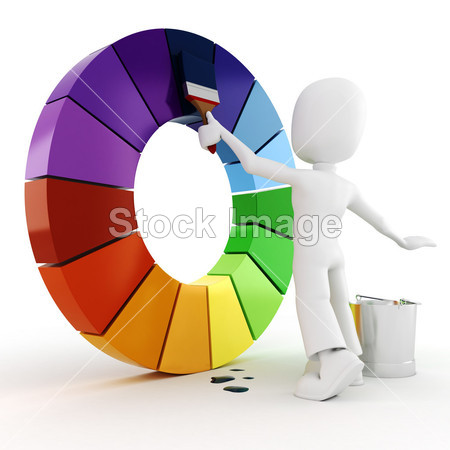 3d man painting a color wheel