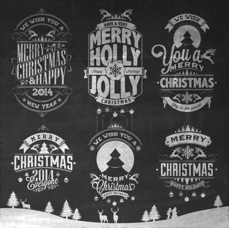 Merry Christmas And Happy New Year Calligraphic Background