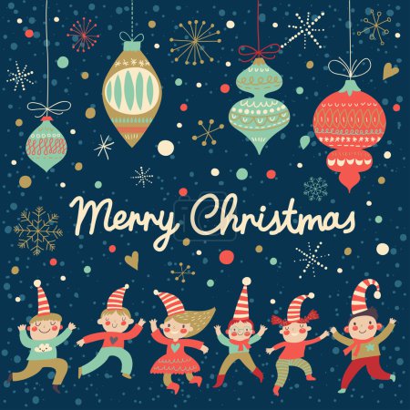 Vintage Merry Christmas card in vector.
