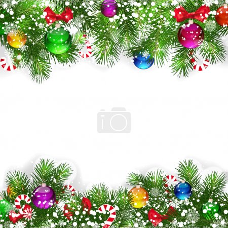 Christmas background with decorated branches