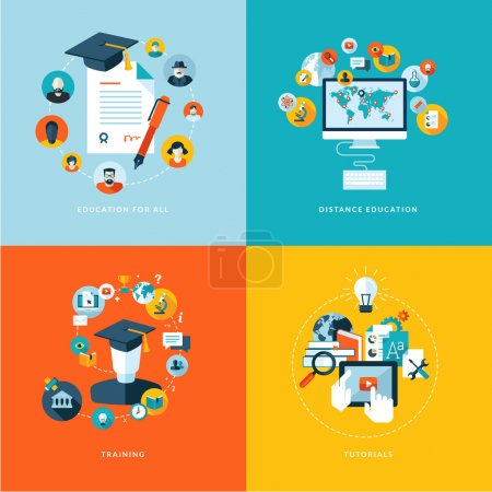 Set of flat design concept icons for education