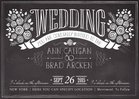 Wedding invitation card with floral background