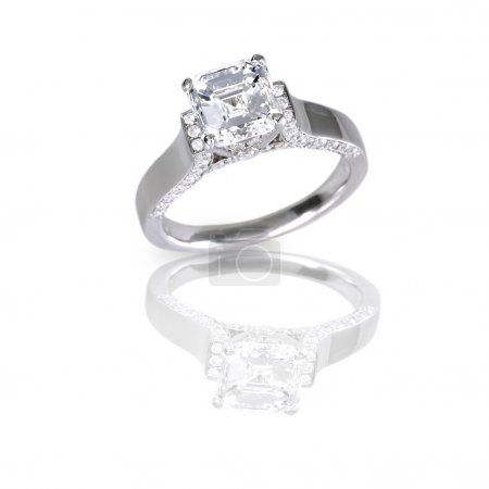 Ascher Cut Solitaire diamond set engagement or wedding ring