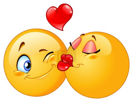 Vector design of a kissing emoticons