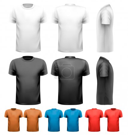 Colorful male t-shirts. Design template. Vector.