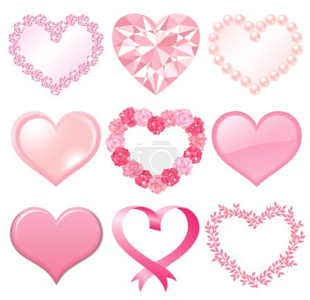 Set of pink hearts