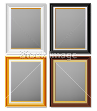 White, black, golden and brown frames for photographs.