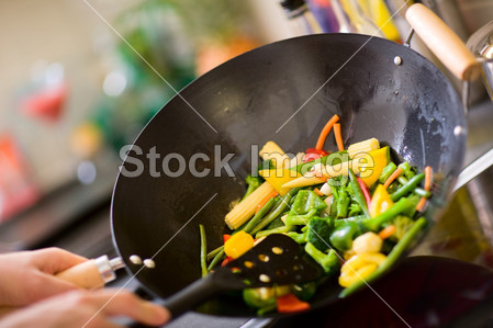 Chef cooking wok
