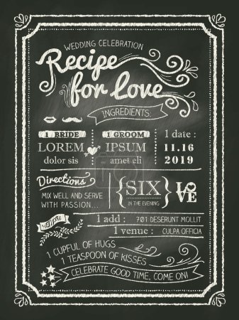 Recipe for love chalkboard Wedding Invitation card