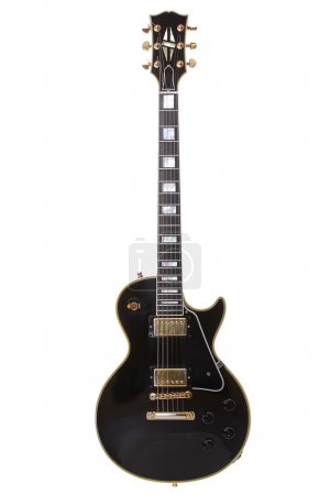 Beautiful black electric guitar isolated over white