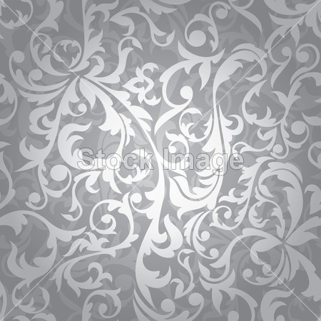 Abstract seamless silver floral background vector illustration