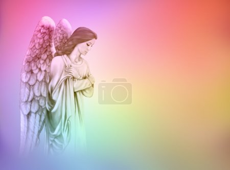 Angel on rainbow background