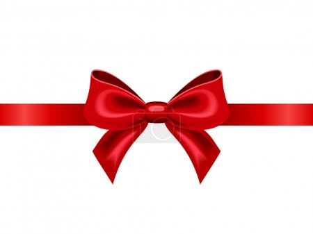 Red ribbon with bow. Vector illustration.