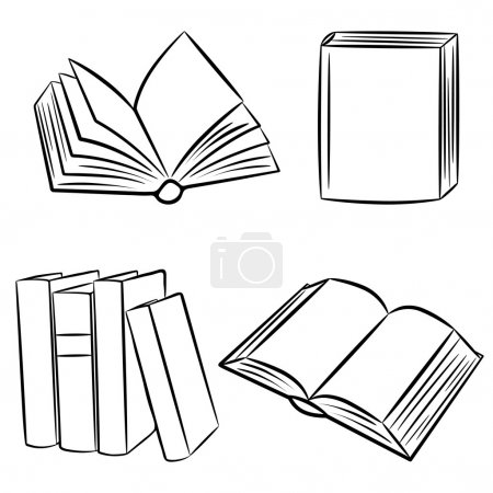 A set of sketches of books. Vector illustration.