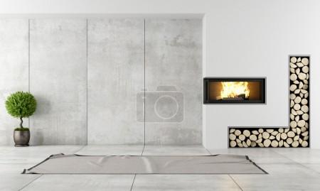 Modern interior with fireplace