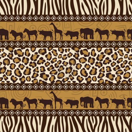 African style seamless pattern with wild animals