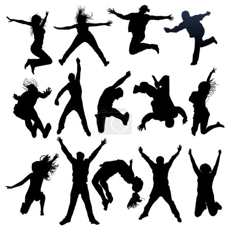 Jumping and flying silhouettes