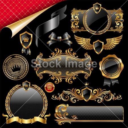 Set of royal golden design elements