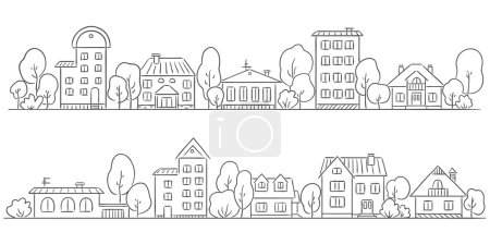 Trees and houses in a row for your frame