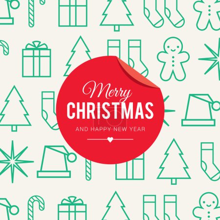 Christmas card with christmas icon and symbol