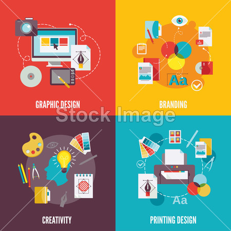 Graphic design icons flat