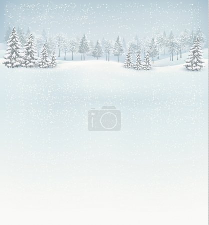 Christmas winter landscape background. Vector. 
