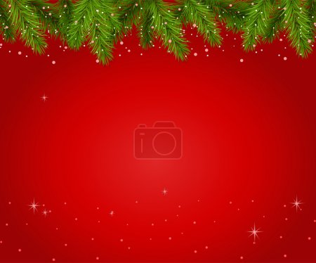 Christmas red background with branches
