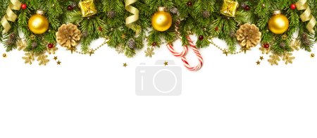 Christmas Decorations Border isolated on white background