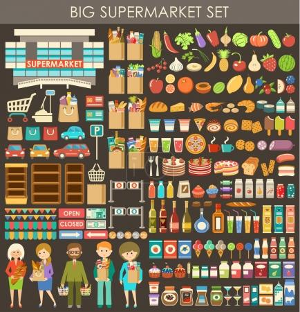 Big supermarket set. vector