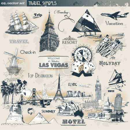 Vintage travel symbols