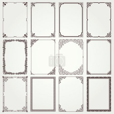Decorative frames and borders A4 proportions set 4