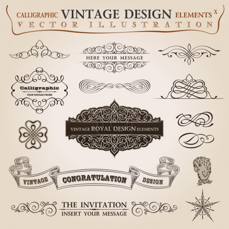 Calligraphic elements vintage Congratulation ribbon