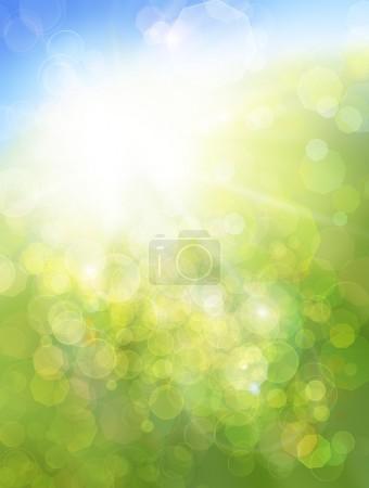Eco nature / green and blue abstract defocused background with s
