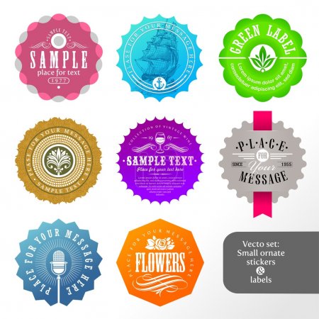 Vector set of small labels and stickers