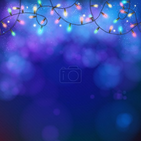 Blue party background with party lights and bokeh
