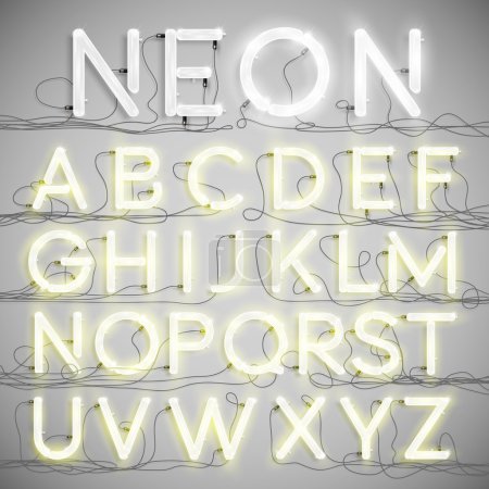 Realistic neon alphabet