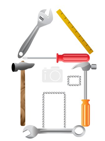 House symbol made of tools,vector