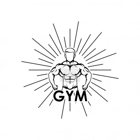 illustration of muscled man body silhouette. fitness logo