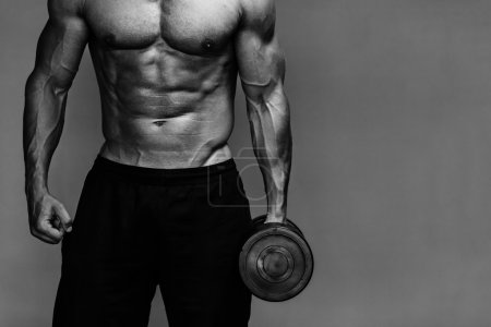 muscular bodybuilder guy close up monochrome