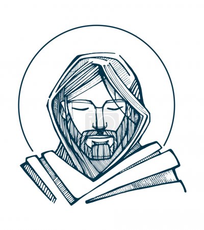 Jesus face Hand drawn vector illustration or drawing of Jesus face