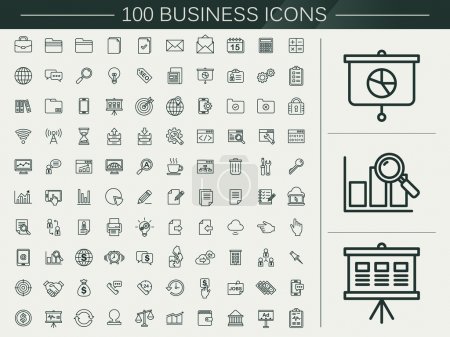 100 business line icons set 