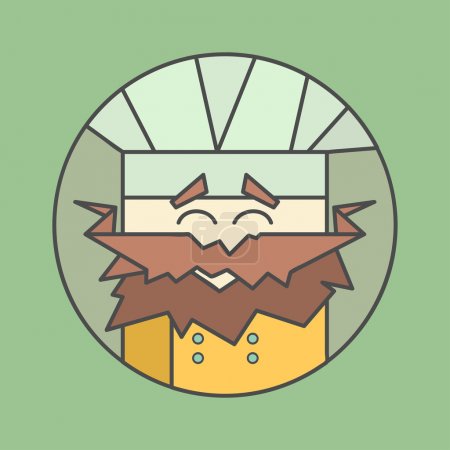 Flat vector icon of cute smiling chef from triangles with mustaches