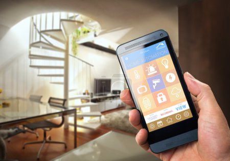 Man with smart home security app